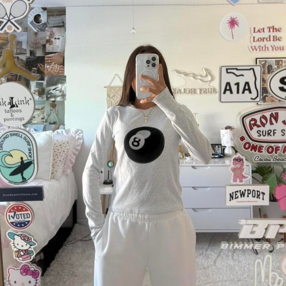 edikted grey long sleeve 8 ball top